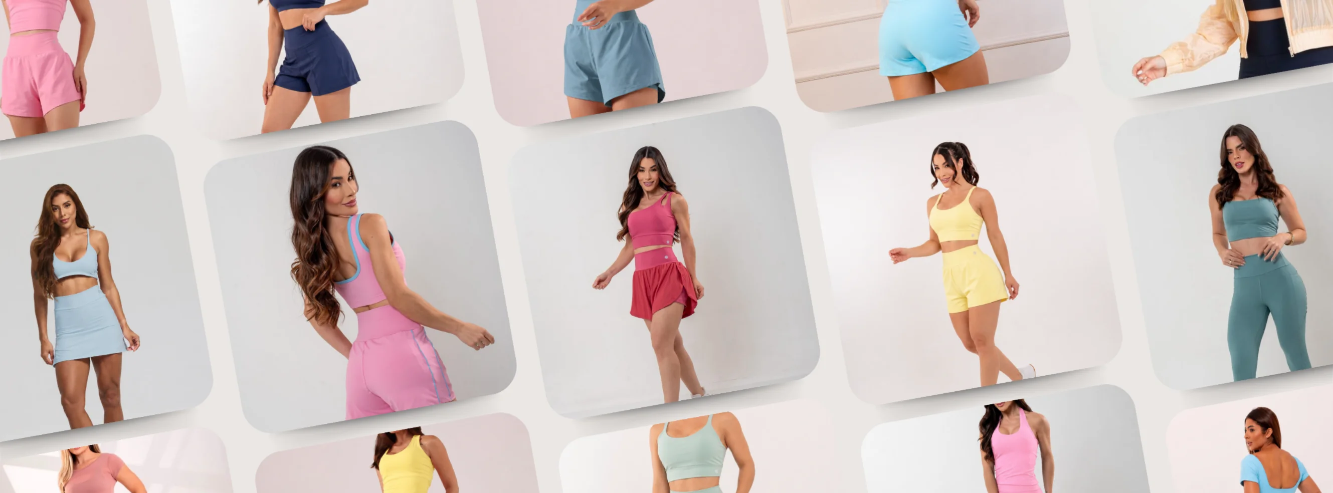 Grade de modelos usando peças da coleção Candy Colors